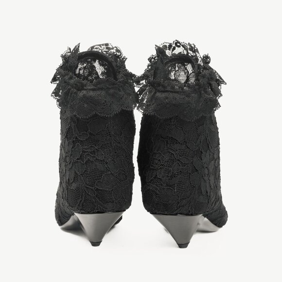 Saint Laurent Blaze 45 Black Lace Lace-Up Booties - Picture 3 of 10
